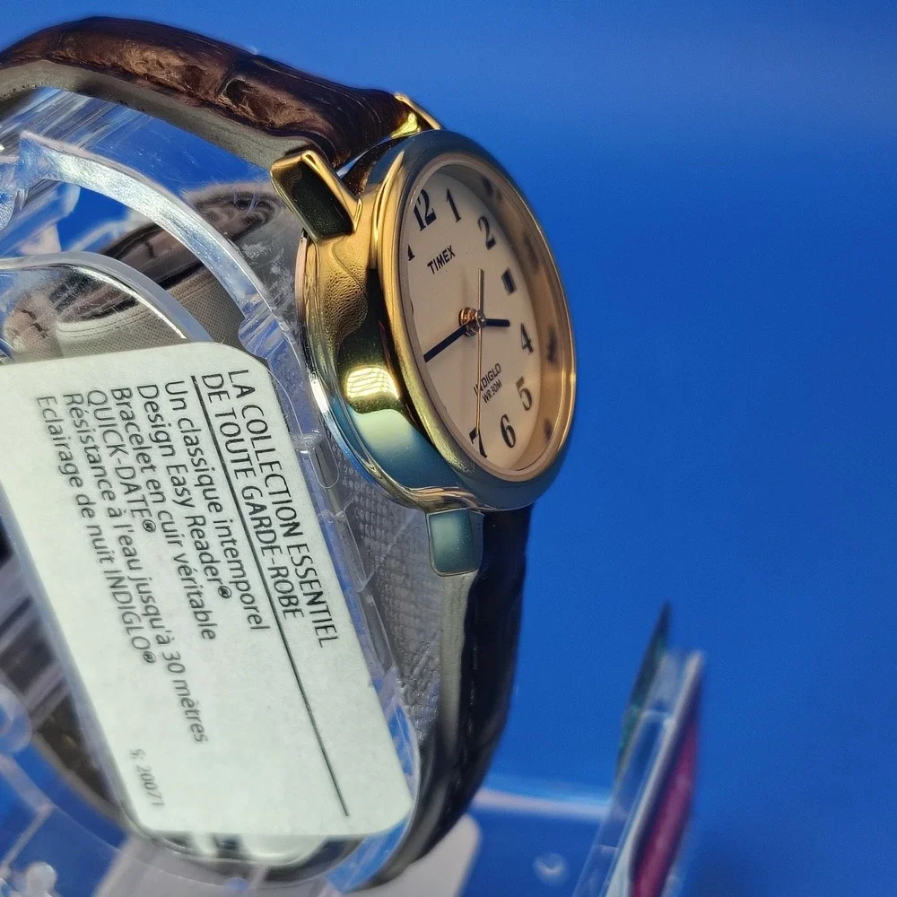 New! Vintage 2012 Timex Easy Reader Date 25mm Women's Quartz Watch Leather NOS‎